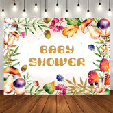 Bunt Pilze Blätter Beige Babydusche Hintergrund